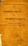 Propriété Privée et Propriété Humaine by Georges Renard