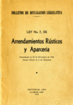Ley No.7 de Arrendamientos Rústicos y Aparcería by República de Cuba. Senado.