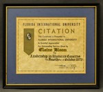 Certificate for Leadership in Women's Concerns by Florida International University