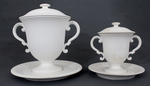 Double handled cups with saucer and lid by Josiah Wedgwood